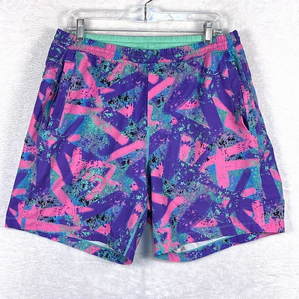 Birddogs Shorts Mens XL Pink Purple Lined Performance 90s Abstract AOP Workout